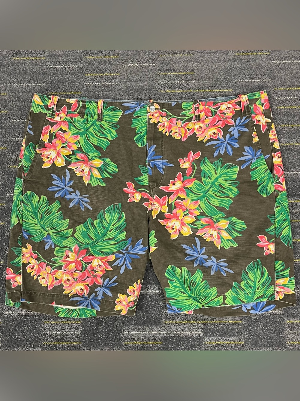 Polo Ralph Lauren Floral Tropical Chino Shorts Mens 46B Cotton Canvas Casual